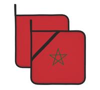 Set di presine con stampa bandiera del Marocco, presine resistenti al calore, confezione da 2 guanti da cucina per forno, barbecue, microonde