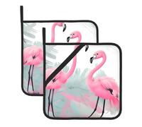 Set di presine da 2 pezzi Pink Flamingo, divertenti guanti da forno e set di presine per cucinare, grigliare e cuocere al forno