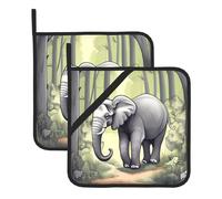 Set di presine da cucina con elefante che cammina, 2 pezzi, protegge piani di lavoro e tappetini da forno, 20,3 x 20,3 cm