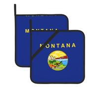 Set di presine da forno con bandiera del Montana, resistenti al calore, quadrati, 20,3 cm