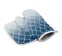 Set di presine e guanti da forno per cucina, blu sfumato Marocco, confezione da 2, impug in silicone antiscivolo resistente al calore per cucinare al forno e barbecue