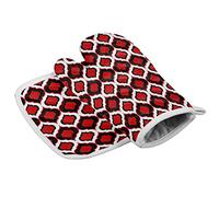 Set di presine e guanti da forno per cucina, nero rosso astratto Marocco, confezione da 2, impug in silicone antiscivolo resistente al calore per cucinare al forno e barbecue