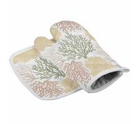 Set di presine e guanto da forno, colore verde salvia, giallo corallo, resistenti al calore, antiscivolo, per cucinare al barbecue, alla griglia, all'oceano e alla vita marina.