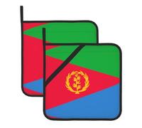 Set di presine lavabili con stampa della bandiera dell'Eritreo, tappetini da forno, accessori resistenti al calore, set da 2 pezzi, 20,3 x 20,3 cm