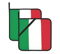 Set di presine quadrate con bandiera italiana, antiscivolo, resistenti al calore, per cuocere, grigliare, cucinare e molto altro ancora