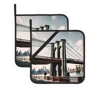Set di presine resistenti al calore - Presine per cuocere, grigliare e cucinare - Design completo a stampa del ponte di Brooklyn