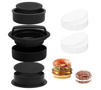Set di pressa per hamburger, 3 in 1 Patty Maker per hamburger, pressa per hamburger, pressa per cittadini, Meatball & Rice Balls, include 100 buste per hamburger, Compact Storage, facile da pulire