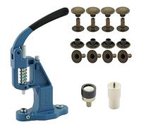 Set di pressa per rivetto composto da pressa a occhiello, rivetti cavi, acciaio - ottone anticato, 100 a testa singola, 9 mm