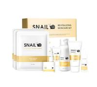 Set di prodotti coreani per la cura della pelle alla bava di lumaca - Routine di idratazione in 6 pezzi con tonico levigante, siero, crema contorno occhi, maschera in tessuto, gel detergente e crema