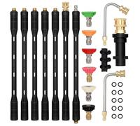 Set di prolunga per idropulitrice con adattatore, compatibile con Karcher K2 K3 K4 K5 K6 K7, 4000 PSI, strumento di pulizia per grondaie con 6 punte di ugello, connessione rapida da 1/4"