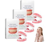 Set di protesi completa intelligente termo-adattabile aggiornato,kit di ribasatura in silicone personalizzato per protesi,denti dall'aspetto naturale,comfort-fit,bocca intera impermeabile (3 Pezzo)
