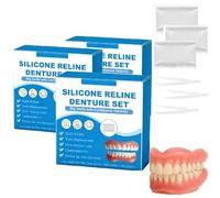 Set di protesi dentali in silicone Reline, Kit di riparazione di impiallacciature, morbido e confortevole, aspetto naturale, facile applicazione e soluzione di usura quotidiana durevole (3pcs)