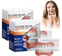 Set di protesi in silicone Reline, bretelle per allattamento leggere, kit di reline per protesi morbide, set di denti falsi per adulti, protesi superiore e inferiore, impiallacciature a scatto per
