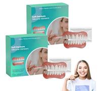 Set di protesi in silicone Reline, faccette in silicone Ezysmile, faccette superiori e inferiori, protesi morbide e comode per donne e uomini, ritrova il tuo sorriso sicuro (2 Pezzo)