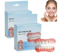 Set di protesi in silicone Reline, kit di riparazione dei denti, kit di reline per protesi morbide, facile da usare, kit di reline in silicone per protesi, impiallacciature a scatto per denti comodi
