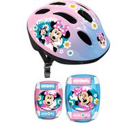 Set di protezione Minnie Casco regolabile 50/56 cm + ginocchiere e gomitiere, gusci rigidi e velcro, sfumatura rosa/blu - Nouvo