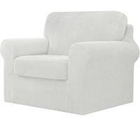 Set di protezione per mobili elasticizzati, antiscivolo, con schienale e cuscini per seduta separati, 1 posto, colore bianco, facile da pulire, elegante decorazione per la casa