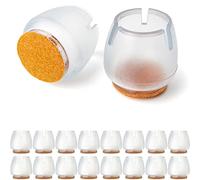 Set di protezioni per gambe di sedie, 16 pezzi, per gambe di sedie rotonde con Ø 17-21 mm, trasparente, tappi per chair feet senza viti, chiodi, colla, calze per chair leg in laminato