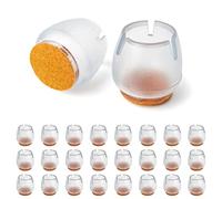 Set di protezioni per gambe di sedie, 24 pezzi, per gambe di sedie rotonde con Ø 17-21 mm, trasparenti, tappi per chair feet senza viti, chiodi, colla, calze per chair leg in laminato