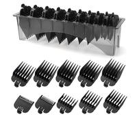 Set di protezioni per tagliacapelli adatte per la maggior parte dei tosatrici Wahl e Babyliss FX870 con organizer, guide di ricambio per tagliacapelli da 1/16" a 1", set da 10 pezzi, colore nero