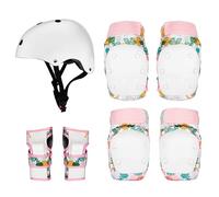 Set Di Protezioni Skateboard - Casco Ginocchiere Gomitiere Per I Polsi, Guscio In PE Design A Doppio Uso, Cinghie Regolabili Per Skateboard Ciclismo E Pattinaggio A Rotelle,Pink 7 piece set-M