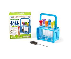 Set di Provette per l’Avviamento alla Scienza di Learning Resources, Provette a Fondo Piatto, Portaprovette, Materiali per Le scienze, Provette con Coperchio, Kit scientifici per Bambini (6 provette)