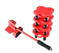 Set di pulegge mobili resistenti - 5 pezzi con ruote rosse, ideale per spostamento letto e mobili; soluzione facile da spostare per casa e ufficio