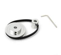 Set di pulegge per cinghia dentata 20 60 denti con cinghia ad anello chiuso da 200 mm per stampante 3D per CNC, cerchi in lega di alluminio per cinghia di larghezza 6 mm, nero argento 4 pezzi