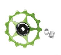 Set di pulegge per deragliatore posteriore in lega di alluminio con cuscinetti in acciaio sigillati, ruote guida 11T 13T per bici da strada, per bici da corsa, parti da ciclismo (13T verde)