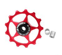 Set di pulegge per deragliatore posteriore in lega di alluminio con cuscinetti in acciaio sigillati, ruote guida 11T 13T per bici da strada, per bici da corsa, parti da ciclismo (13T rosso)