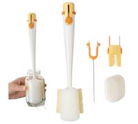 Set di pulizia per bottiglie e cannucce 5 in 1, detergente per bottiglie estensibile per tazze, bicchieri e biberon, kit di pulizia completo, bianco.