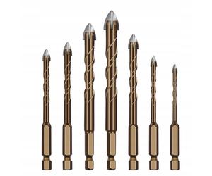 Set di punte a spirale per vetro, piastrelle, ceramica, 7 pezzi, 3-12 mm