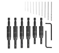 Set di punte autocentranti per cerniera 18 pezzi per installazione di porte, armadietti, punte esagonali in acciaio legato da 1/4" con chiave a L inclusa