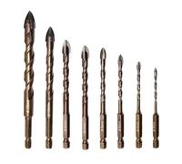 Set di punte da trapano, 8 punte da trapano esagonali a croce for piastrelle, foro for cemento in ceramica, triangolare in lega, dimensioni 3/4/5/6/7/8/10/12 mm