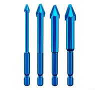 Set di punte da trapano eccentriche inclinate per ceramica, vetro, piastrelle, mattoni, cemento, legno, 4 pezzi, gambo esagonale, punte triangolari, 6 mm, 8 mm, 10 mm, 12 mm, multimateriale
