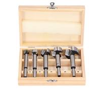 Set di punte da trapano Forstner da 5 pezzi, punta da trapano per la lavorazione del legno con gambo rotondo, kit di utensili per la perforazione di fori in legno e plastica da 15