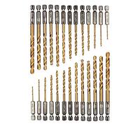 Set di punte da trapano in titanio attacco esagonale, 26 pezzi, punte trapano countersink Tap HSS Drill Bit Set, acciaio ad alta velocità da 1.5-6.5mm, trapano rivestito in titanio