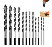 Set Di Punte Da Trapano Per Calcestruzzo | 12 Pezzi Punte Da Trapano 3-13 mm | Set Per Cemento,per Muratura Pietra Cemento Metallo Piastrelle Ceramica Porcellana Vetro Cartongesso