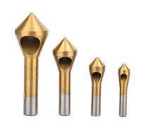 Set di punte da trapano per smussatura, 4 pezzi, utensile per smussatura a singolo foro a 90 gradi, taglierina sbarbante in HSS rivestita in Ti per metallo, legno e plastica (Oro)