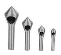 Set di punte da trapano per smussatura, 4 pezzi, utensile per smussatura a singolo foro a 90 gradi, taglierina sbarbante in HSS rivestita in Ti per metallo, legno e plastica (Argento)