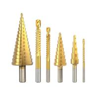 Set di punte da trapano premium in titanio da 6 pezzi 4-12 4-20 4-32mm 3-8 mm for fresa for apertura efficiente del foro centrale for la lavorazione del legno in metallo(Boxed)
