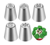 Set di punte decorative da 5 pezzi - Set di beccucci, in acciaio per decorare biscotti e cupcakes