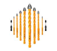 Set di punte di precisione per muratura - 2 x 5 mm + 2 x 6 mm + 2 x 8 mm + 10 mm + 12 mm dentate + 2 punte magnetiche per cemento, piastrelle, mattoni, marmo, legno e plastica