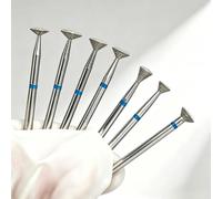 Set di punte diamantate per unghie, 7 pezzi, disco volante per lucidatura | Sette teste graduate, lunghezza 4,39 cm, larghezza di lavoro 0,23-0,51 cm, anelli blu di dimensioni, modellatura e pulizia