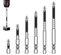 Set di Punte e Inserti Magnetici per Cacciavite per Riparazioni Fai-da-Te Inserti PH2 per Avvitatore Impattante in 6 Dimensioni (25L 50L 60L 75L 90L 150L) per Trapani Elettrici e Design Antiscivolo
