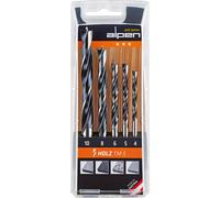 Alpen 87659 Punte Legno in Serie, mm 4-10, 5 Pezzi, Nero