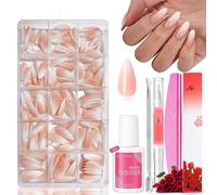 Set di punte finte per unghie finte - 240 pezzi di unghie finte francesi da incollare, 15 misure, colore bianco nudo sfumato, unghie finte per unghie con scatola (Gradient Baby Nude Mandel)