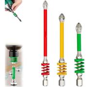 Set di punte magnetiche anti-slittamento con molla, 2025 New Strong Magnetic Durability Screwdriver Drill Bit Set, One Push to Eject Quickly for Cordless Drills and Hand Tools (3 pezzi)