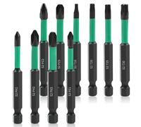 Set Di Punte per Cacciavite, 10 Pezzi Inserti per Avvitatore Professionali 70 Mm Attacco Esagonale S2 1/4, In Fosfoide Nero, Set Di Punte Torx per Martello Perforatore, Trapano, Avvitatore Elettrico
