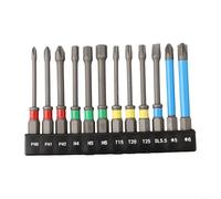 Set di punte per cacciavite, 12 pezzi, 65 mm, in lega di acciaio magnetico per PH0, PH1, PH2, H4, H5, H6, per Torx per T15, T20, T25, per punte a croce esagonali PZ2 per cacciaviti